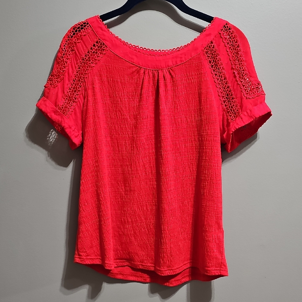 Skies Are Blue Scarlet Crochet Detail Blouse